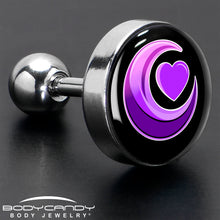 Load image into Gallery viewer, 16G 1/4 Crescent Moon Heart Tragus Cartilage Earring by Onyx O

