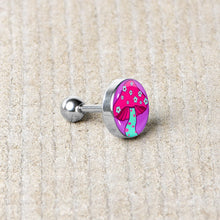 将图片加载到图库查看器，16G 1/4 Funky Floral Mushroom Cartilage Tragus Earring by Onyx O
