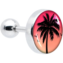 Load image into Gallery viewer, 16G 1/4 Red Sunset Palm Tree Cartilage Tragus Earring by Onyx O
