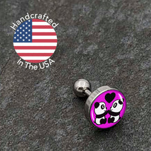 Load image into Gallery viewer, 16G 1/4 Panda Love Cartilage Tragus Earring by Onyx O
