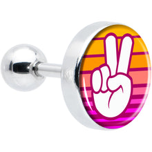 将图片加载到图库查看器，16G 1/4 Retro Stripes Peace Sign Fingers Cartilage Tragus Earring by Onyx O
