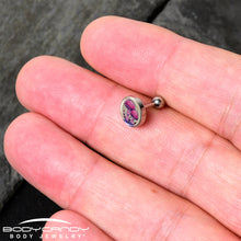 Load image into Gallery viewer, 16G 1/4 Artist Drawn Pink Mushrooms Tragus Cartilage Earring by Onyx O
