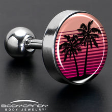 Load image into Gallery viewer, 16G 1/4 Palm Tree Retro Sunset Tragus Cartilage Earring by Onyx O
