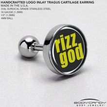 Load image into Gallery viewer, RIZZ GOD Tragus Cartilage Earring by Onyx O
