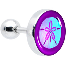 Load image into Gallery viewer, 16G 1/4 Purple Nautical Sand Dollar Cartilage Tragus Earring by Onyx O
