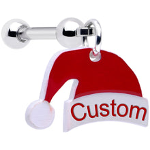 将图片加载到图库查看器，Custom Santa Hat Personalized Dangle Barbell Cartilage Earring
