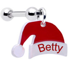将图片加载到图库查看器，Custom Santa Hat Personalized Dangle Barbell Cartilage Earring
