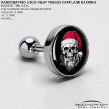 将图片加载到图库查看器，16G 1/4 Holiday Skeleton Santa Claus Tragus Cartilage Earring by Onyx O
