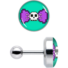 Load image into Gallery viewer, 16G 1/4 Retro Pixel Skull Cartilage Tragus Earring by Onyx O
