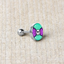 Load image into Gallery viewer, 16G 1/4 Retro Pixel Skull Cartilage Tragus Earring by Onyx O
