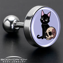 Load image into Gallery viewer, 16G 1/4 Skull Cat Tragus Cartilage Earring by Onyx O
