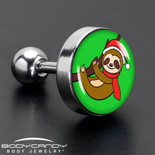 Load image into Gallery viewer, 16G 1/4 Santa Sloth Tragus Cartilage Earring by Onyx O
