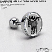 Load image into Gallery viewer, 16G 1/4 Donkey Smart Ass Tragus Cartilage Earring by Onyx O
