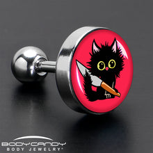 Load image into Gallery viewer, 16G 1/4 Stabby Cat Tragus Cartilage Earring by Onyx O
