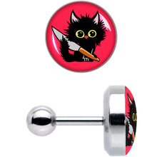 Load image into Gallery viewer, 16G 1/4 Stabby Cat Tragus Cartilage Earring by Onyx O
