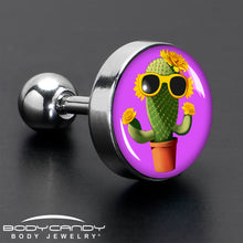 Load image into Gallery viewer, 16G 1/4 Sunflower Cactus Cartilage Tragus Earring by Onyx O
