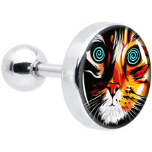 Load image into Gallery viewer, 16G 1/4 Colorful Trippy Cat Cartilage Tragus Earring by Onyx O

