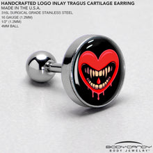 Load image into Gallery viewer, 16G Valentine Heart Vampire Tragus Cartilage Earring
