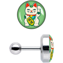 Load image into Gallery viewer, 16G 1/4 Waving Cat Cartilage Tragus Earring by Onyx O
