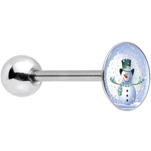Load image into Gallery viewer, Stainless Steel Snow Globe Snowman Barbell Tongue Ring
