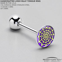 将图片加载到图库查看器，Two Tone Spider Web Barbell Tongue Ring by Onyx O
