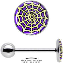 将图片加载到图库查看器，Two Tone Spider Web Barbell Tongue Ring by Onyx O
