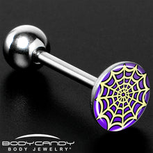 将图片加载到图库查看器，Two Tone Spider Web Barbell Tongue Ring by Onyx O
