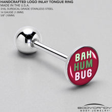 Load image into Gallery viewer, Bah Humbug Holiday Grouch Barbell Tongue Ring by Onyx O
