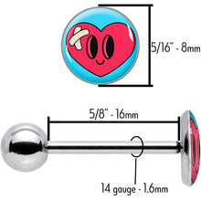 Load image into Gallery viewer, Heartbreak Bandaged Heart Barbell Tongue Ring by Onyx O
