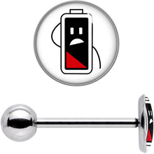 Load image into Gallery viewer, Battery Empty Barbell Tongue Ring by Onyx O
