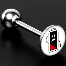 Load image into Gallery viewer, Battery Empty Barbell Tongue Ring by Onyx O

