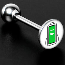 Load image into Gallery viewer, Battery Full Barbell Tongue Ring by Onyx O
