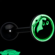 Load image into Gallery viewer, Glow in the Dark Black Anodized Fishbowl Kitty Cat Barbell Tongue Ring by Onyx O
