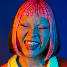 Load image into Gallery viewer, Black Glow in the Dark Lipstick Kiss Mark Barbell Tongue Ring by Onyx O
