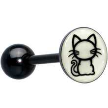 Load image into Gallery viewer, Glow in the Dark Black Anodized Kitty Cat Barbell Tongue Ring by Onyx O
