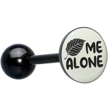 Load image into Gallery viewer, Glow in the Dark Black Anodized Leaf Me Alone Barbell Tongue Ring by Onyx O
