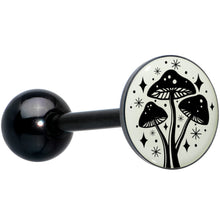 将图片加载到图库查看器，Glow in the Dark Black Anodized Mystic Mushroom Barbell Tongue Ring by Onyx O
