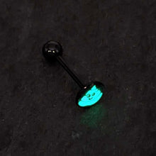 Load image into Gallery viewer, Glow in the Dark Black Anodized Poop Barbell Tongue Ring by Onyx O
