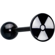 Load image into Gallery viewer, Glow in the Dark Black Anodized Radioactive Barbell Tongue Ring by Onyx O

