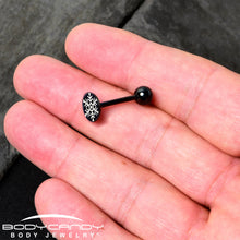 Load image into Gallery viewer, Black Glow in the Dark Holiday Snowflake Tongue Ring by Onyx O
