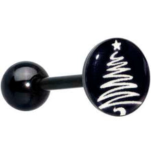 Load image into Gallery viewer, Black Glow in the Dark Holiday Christmas Tree Tongue Ring by Onyx O
