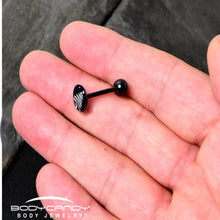 Load image into Gallery viewer, Black Glow in the Dark Holiday Christmas Tree Tongue Ring by Onyx O
