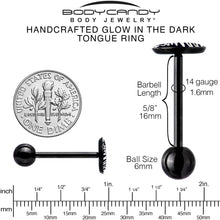 Load image into Gallery viewer, Black Glow in the Dark Holiday Christmas Tree Tongue Ring by Onyx O
