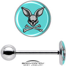 Load image into Gallery viewer, Bunny and Crossbones Barbell Tongue Ring by Onyx O
