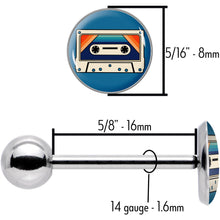 Load image into Gallery viewer, Retro Cassette Tape Barbell Tongue Ring by Onyx O
