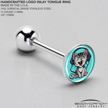 Load image into Gallery viewer, Heavy Metal Kitty Cat Barbell Tongue Ring by Onyx O
