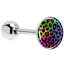 Load image into Gallery viewer, Rainbow Cheetah Print Barbell Tongue Ring by Onyx O
