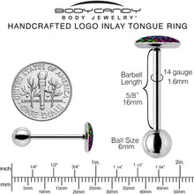 Load image into Gallery viewer, Rainbow Cheetah Print Barbell Tongue Ring by Onyx O
