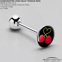 将图片加载到图库查看器，Cherry Heart Barbell Tongue Ring by Onyx O
