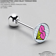 Load image into Gallery viewer, Hot Pink Cool S Barbell Tongue Ring by Onyx O
